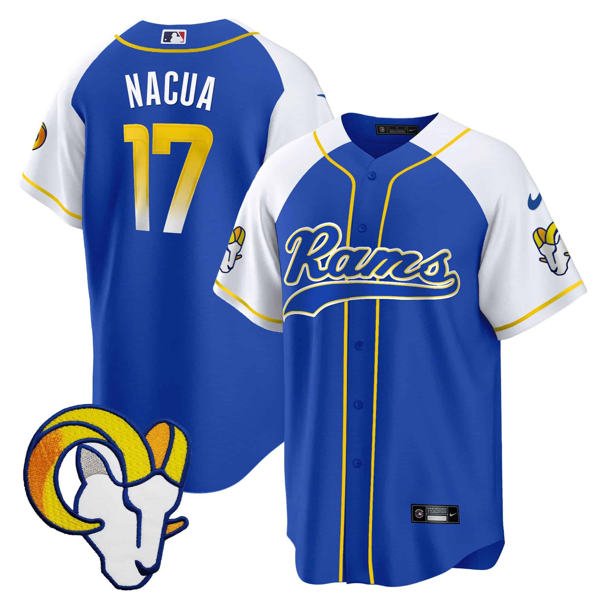 Men Los Angeles Rams 17 Nacua Blue 2024 Nike Baseball NFL Jersey
